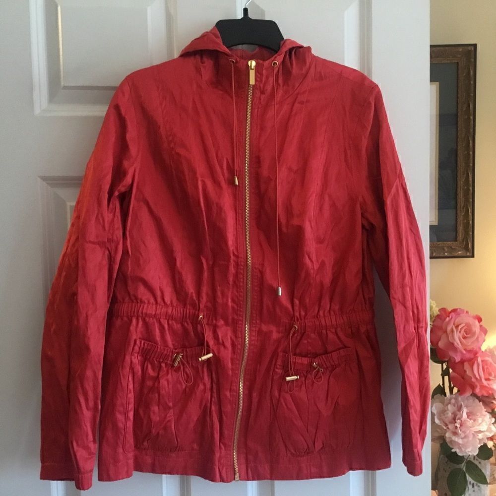 NWOT. Jones New York Women’s Size M Metallic Red Windbreaker Jacket